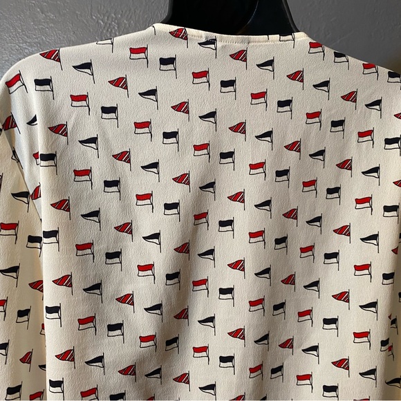 Talbots Ivory Blue & Red Sail nautical Flag Blouse - Picture 11 of 15
